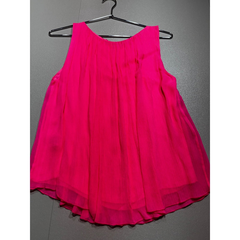 Alice + Olivia Hot Pink Silk Pleated Sleeveless Tank Top Blouse no‎ size
